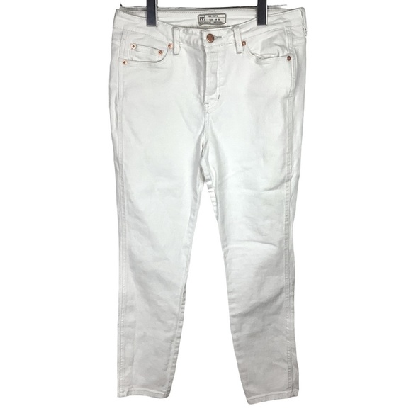 FREE PEOPLE WHITE SKINNY MID RISE JEANS - Picture 1 of 7